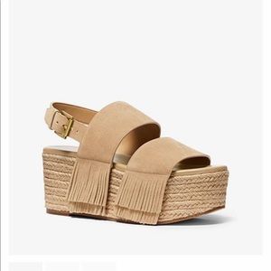 Michael Kors Hana Suede Fringe Platform Sandal